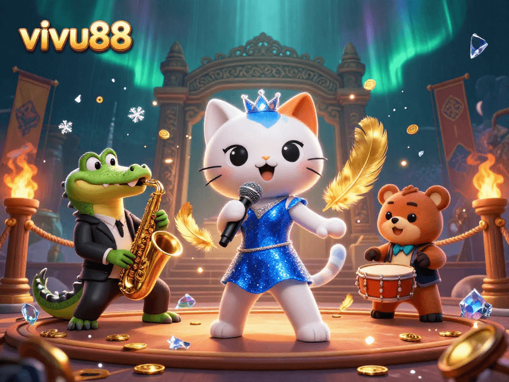 Experience thrilling action with vivu88's dazzling 3D casino characters showcasing vibrant games and excitement.