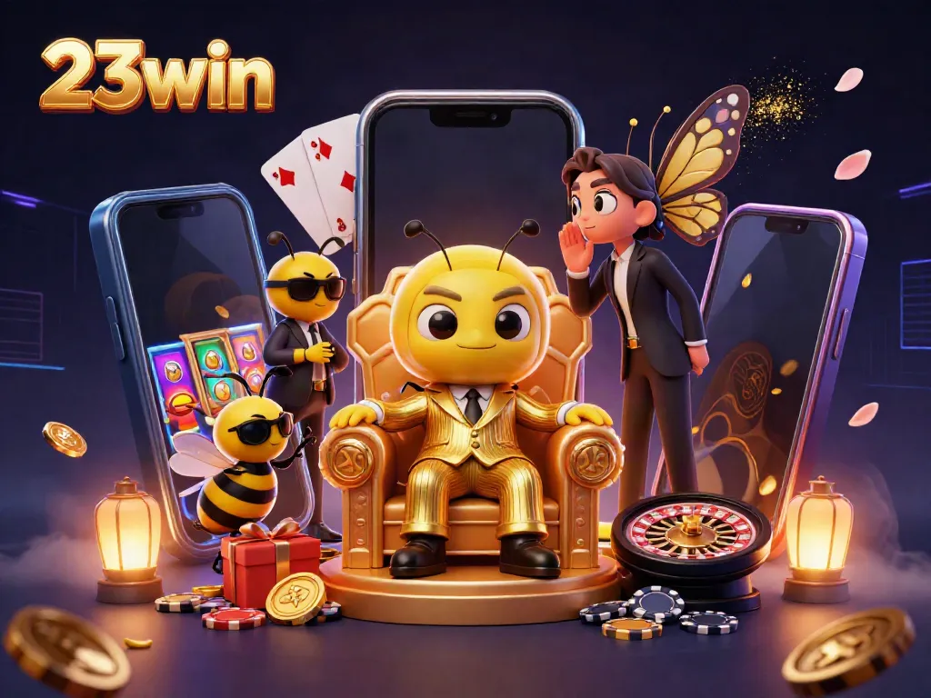 Experience thrilling gaming with 23win's vibrant casino atmosphere and dynamic characters.