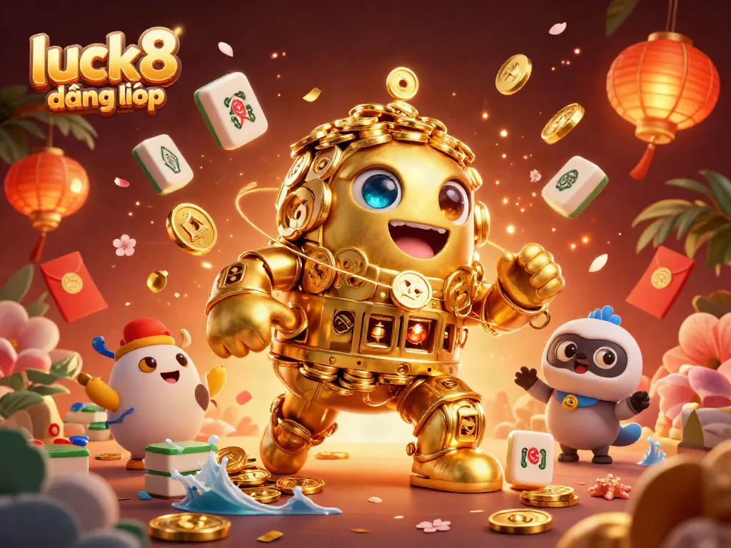 Engage with luck8 đăng nhập in a vibrant casino scene featuring a golden golem and dynamic game elements.
