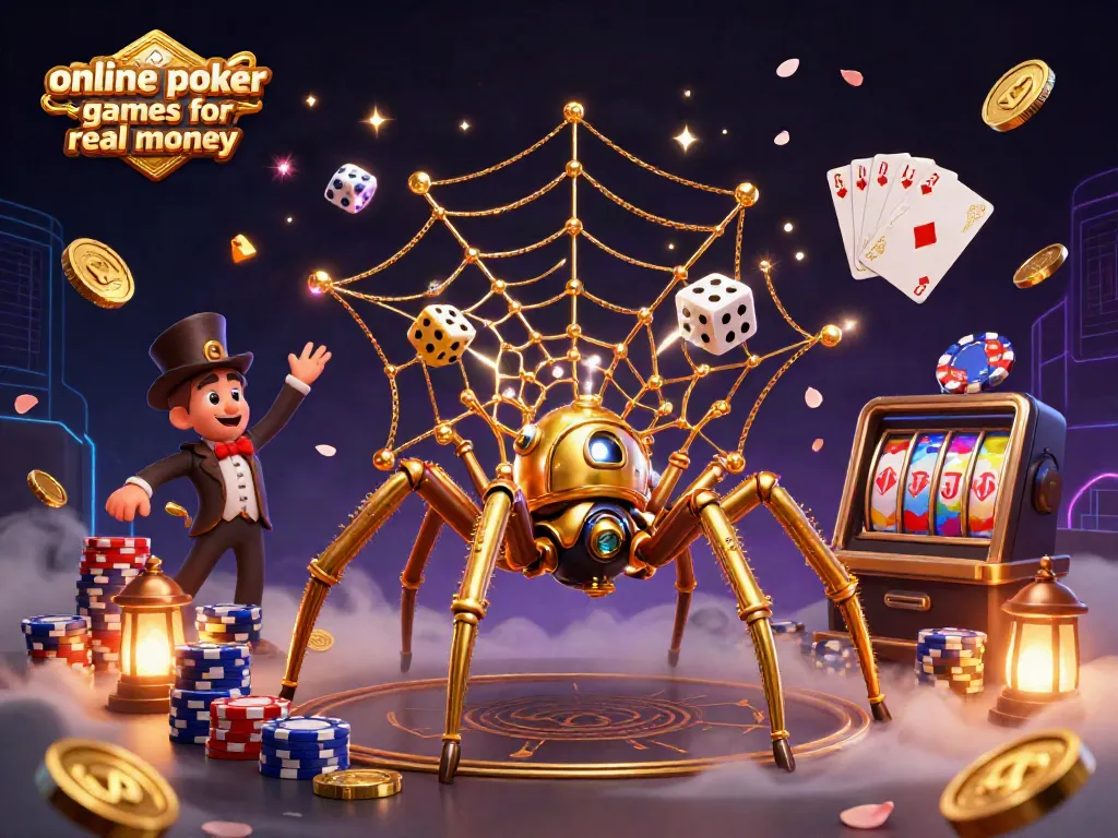Engage with online poker games for real money in this dynamic casino scene packed with action and detail.