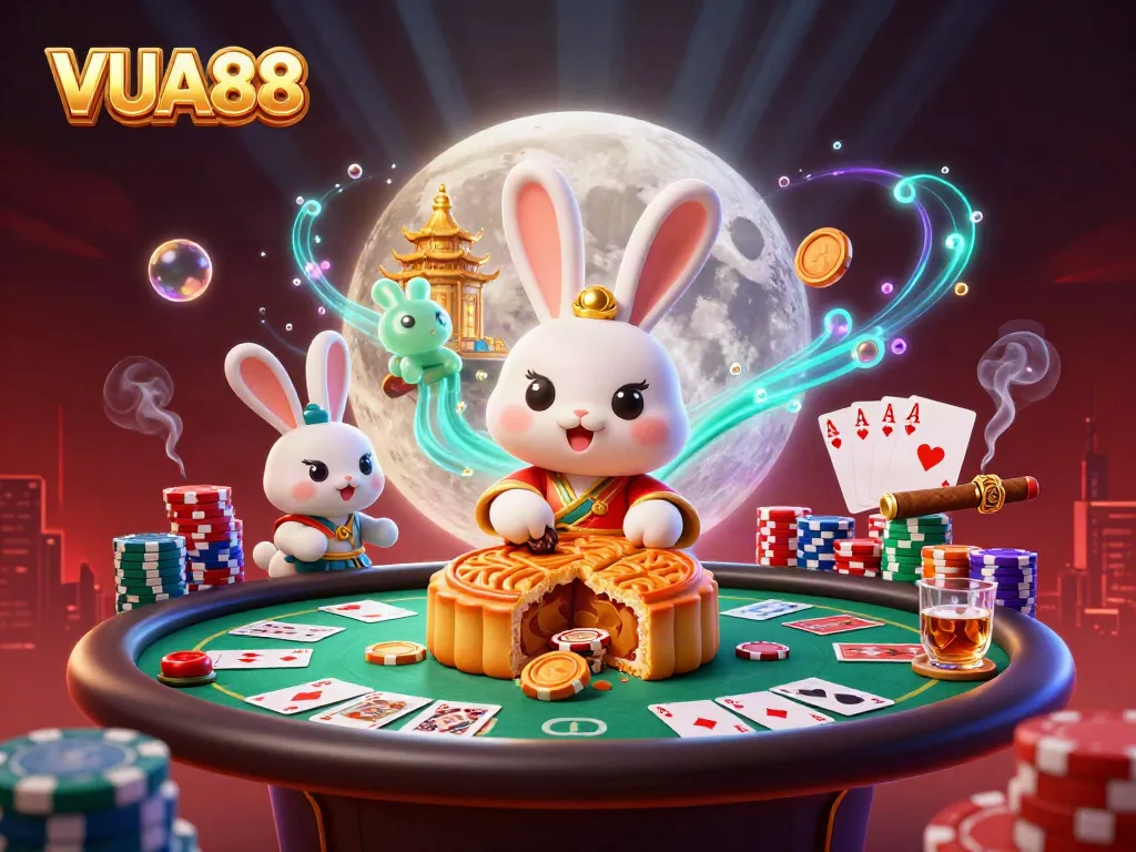 Experience exciting poker action with VUA88's captivating casino scene featuring vibrant characters.