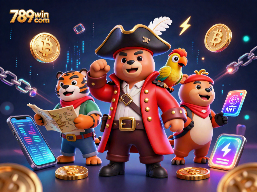 Experience thrilling gaming with 789win com in a dynamic 3D pirate casino illustration.