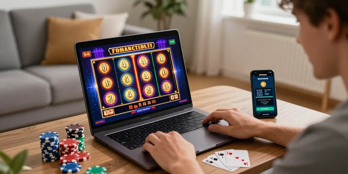 Expérience de jeu au casino en ligne retrait immédiat avec un joueur enthousiaste devant un ordinateur portable.