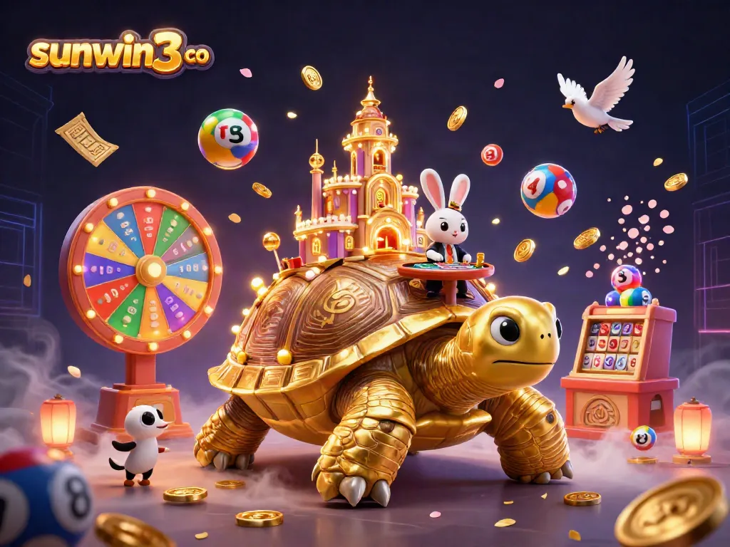 Experience sunwin3 co with vibrant casino imagery featuring a golden tortoise and energetic gameplay elements.