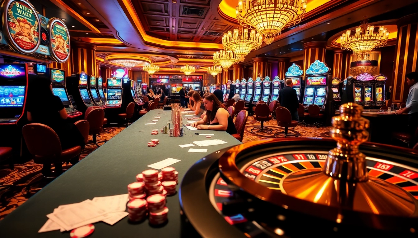 Experience vibrant gambling action at https://topclub.space/ with poker games and dazzling casino lights.
