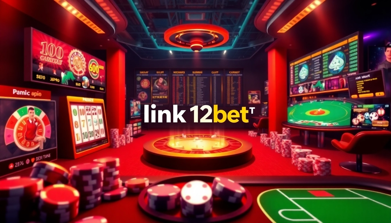 Engaging online gambling experience with a focus on the link 12bet showcasing casino games and vibrant betting visuals.