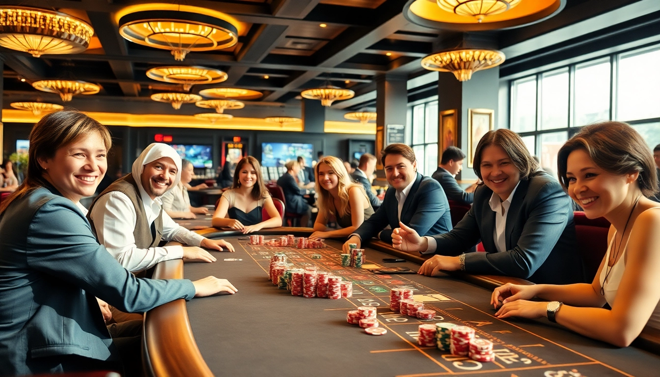 Découvrez les options de casino en ligne France légal avec des joueurs heureux dans un cadre moderne.