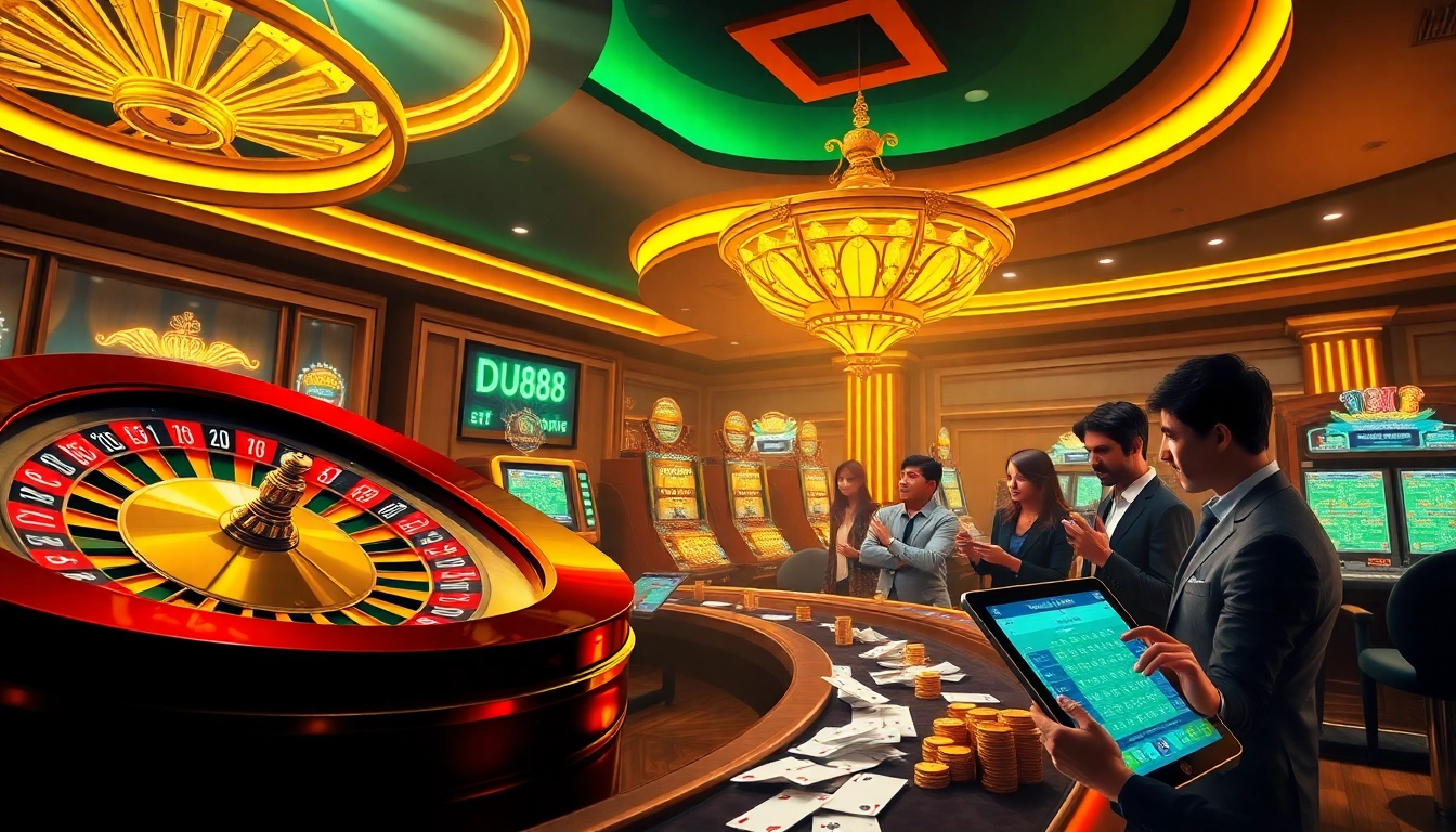 Experience thrilling gameplay at https://du88.miami/ with vibrant roulette wheels and excited players.
