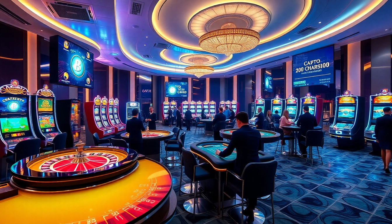 Players enjoying high-stakes games at vibrant crypto casinos filled with excitement and luxury.
