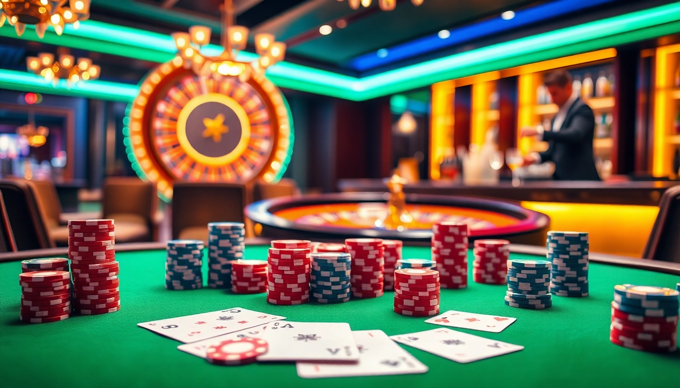 Experience the thrill of gambling at DH88 with vibrant poker tables and roulette wheels.