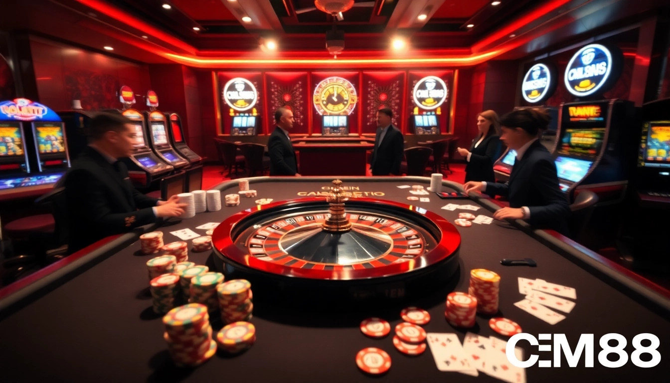 Experience thrilling gameplay at CM88 with vibrant casino tables and dynamic gaming elements.