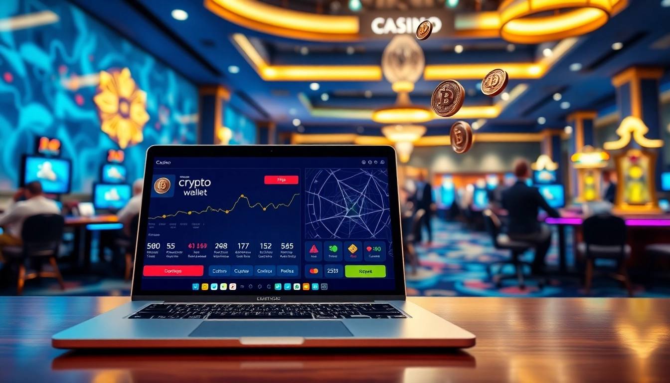 Visuel de casino crypto liste avec des joueurs engagés et une interface moderne.