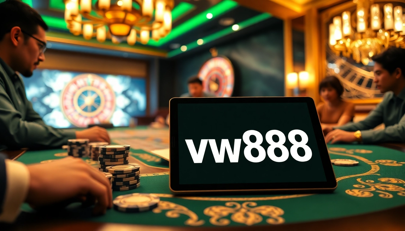 Exciting scene of an upscale poker game with poker chips and cards, highlighting ww88 casino experience.