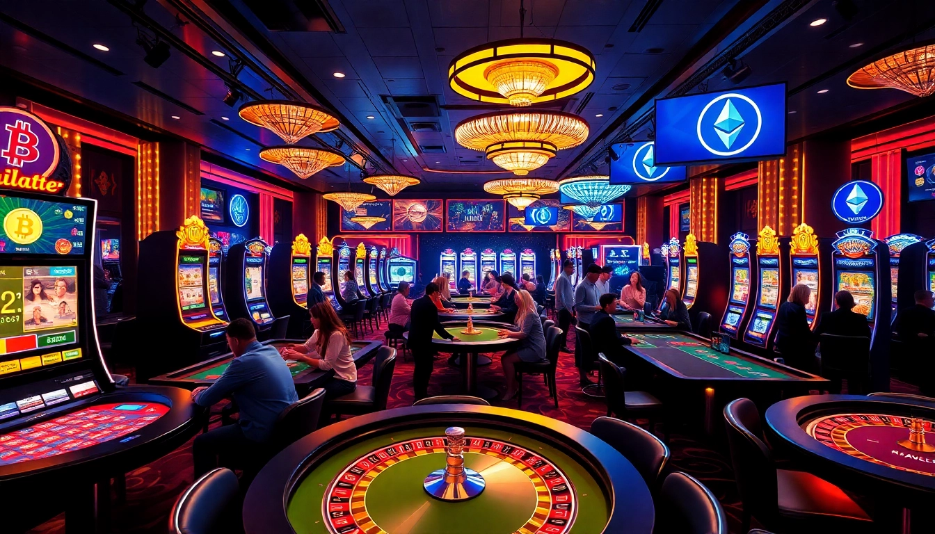Experience thrilling casino crypto action with vibrant slot machines and lively poker tables.