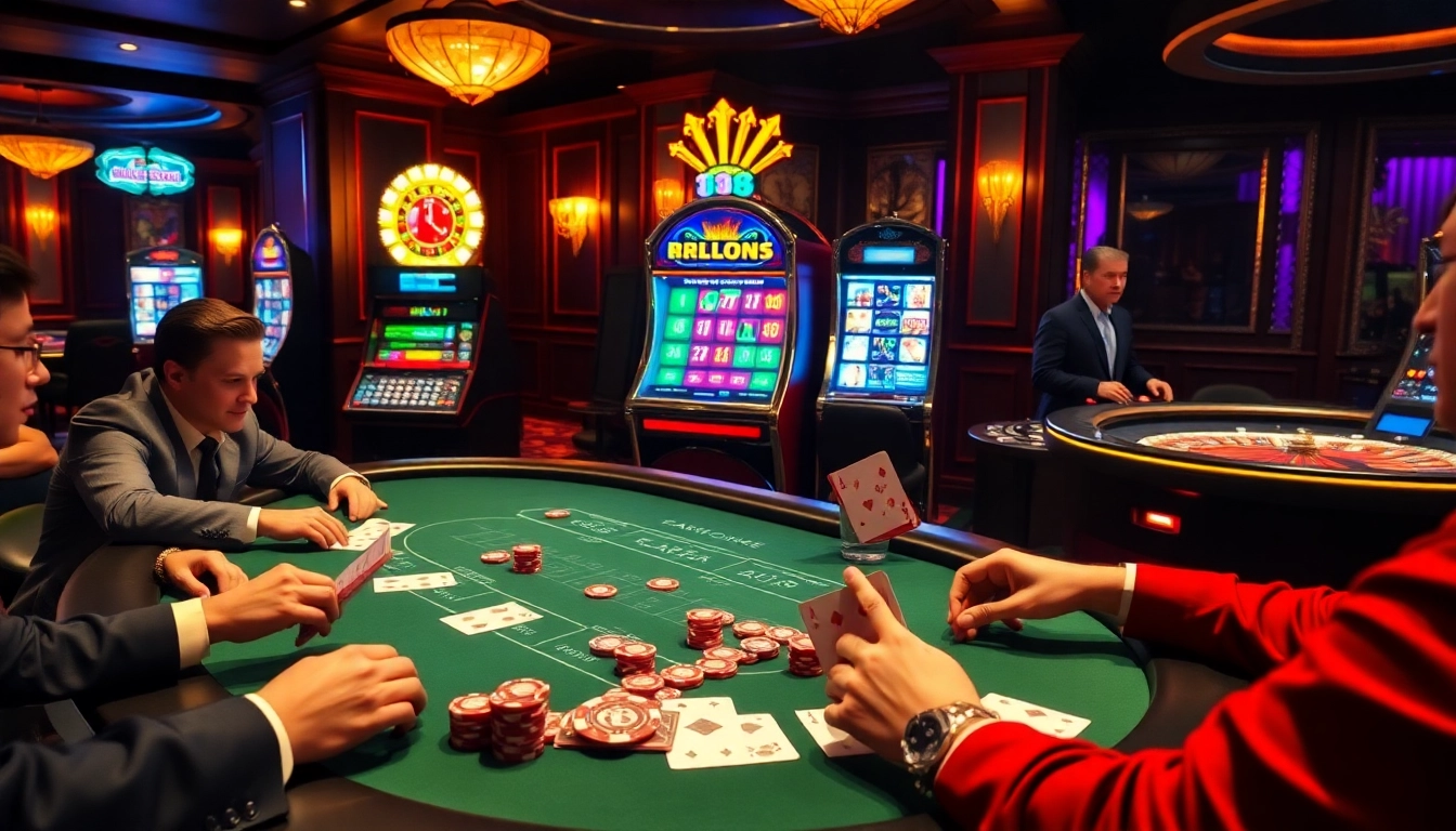 Players engaging in blackjack at a luxurious casino table, highlighting the excitement of 88i gambling.