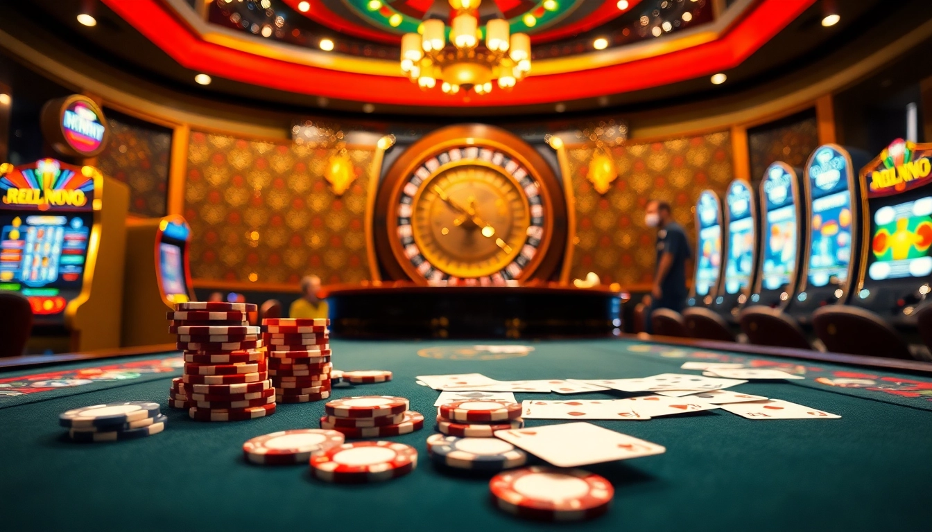 Experience the thrill at the meilleur casino en ligne francais with vibrant gaming tables and slot machines.
