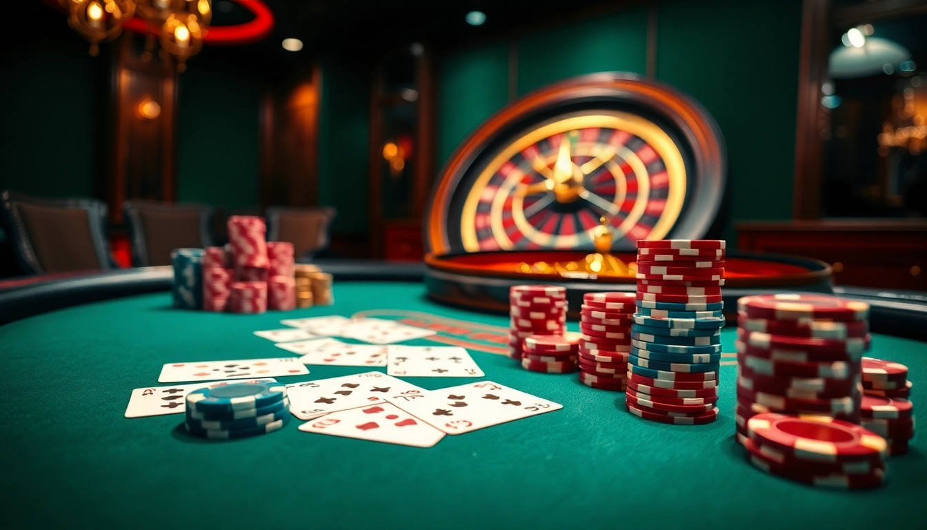 Experience thrilling gameplay in a luxurious u888 casino environment filled with rich poker chips and vibrant tables.