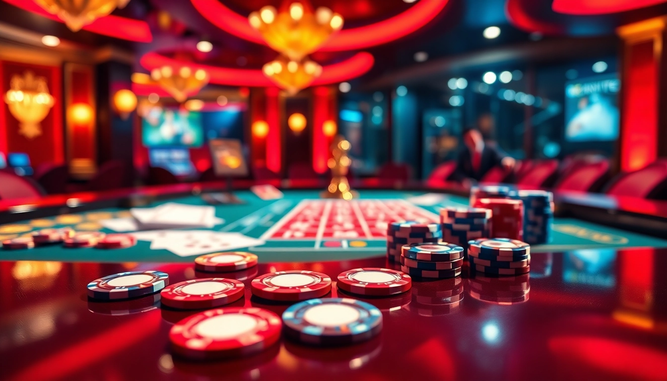 Action-packed scene at a casino en ligne highlighting vibrant gaming tables and excitement. related image