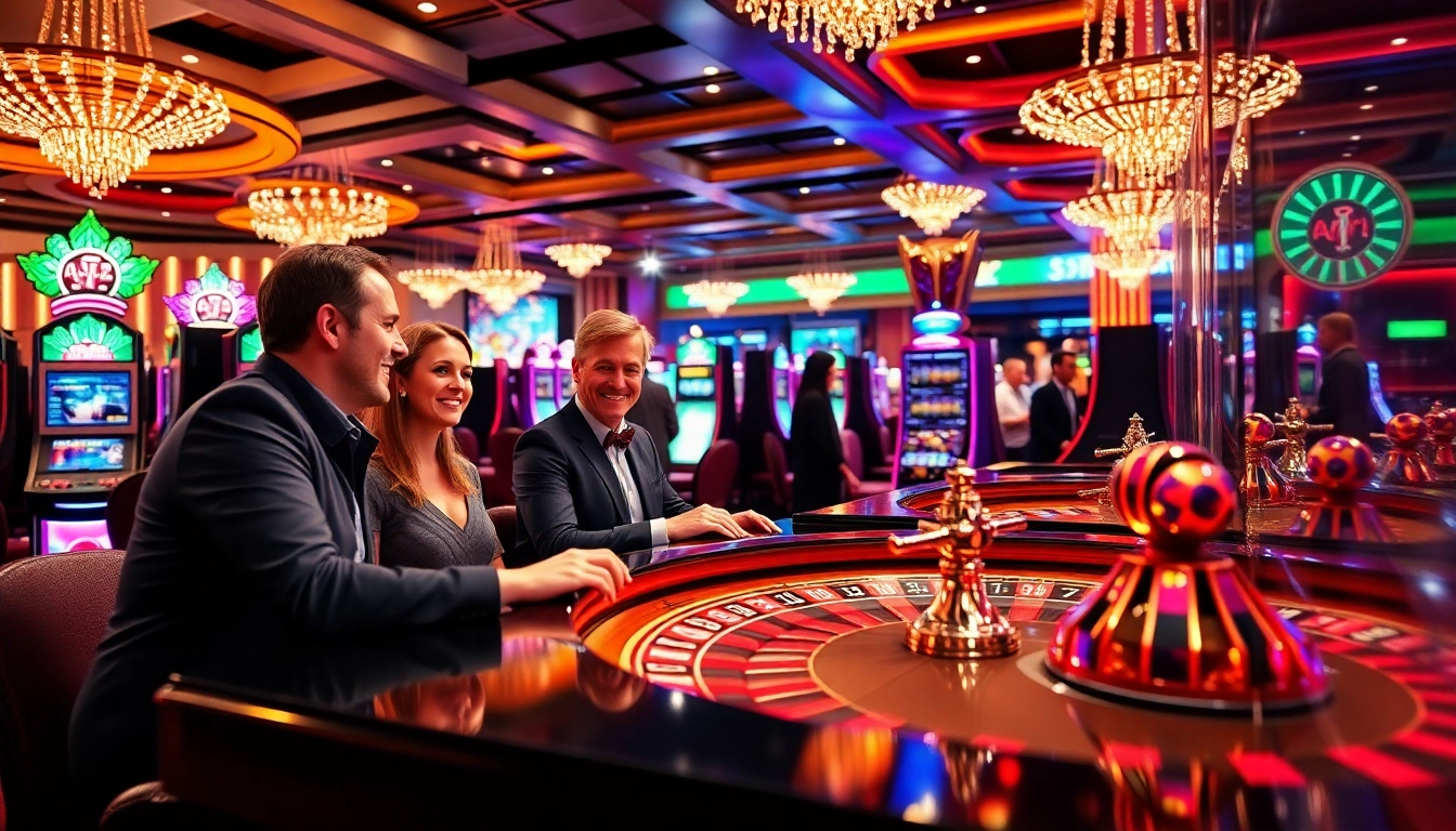 Vivez l'excitation du casino en ligne avec des joueurs engagés autour d'une table de roulette.