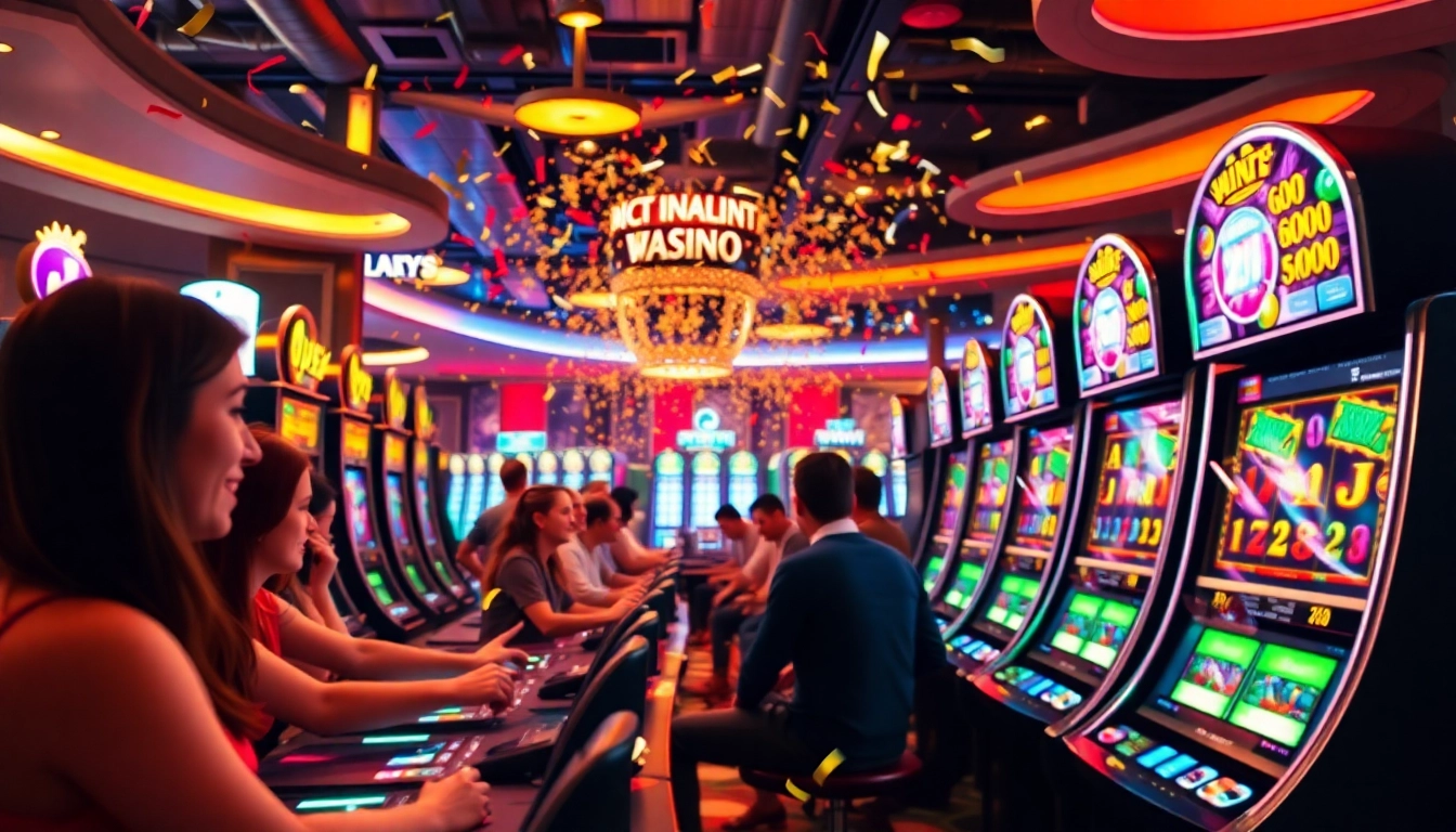 Découverte du casino en ligne France avec des joueurs enthousiastes et des machines à sous.