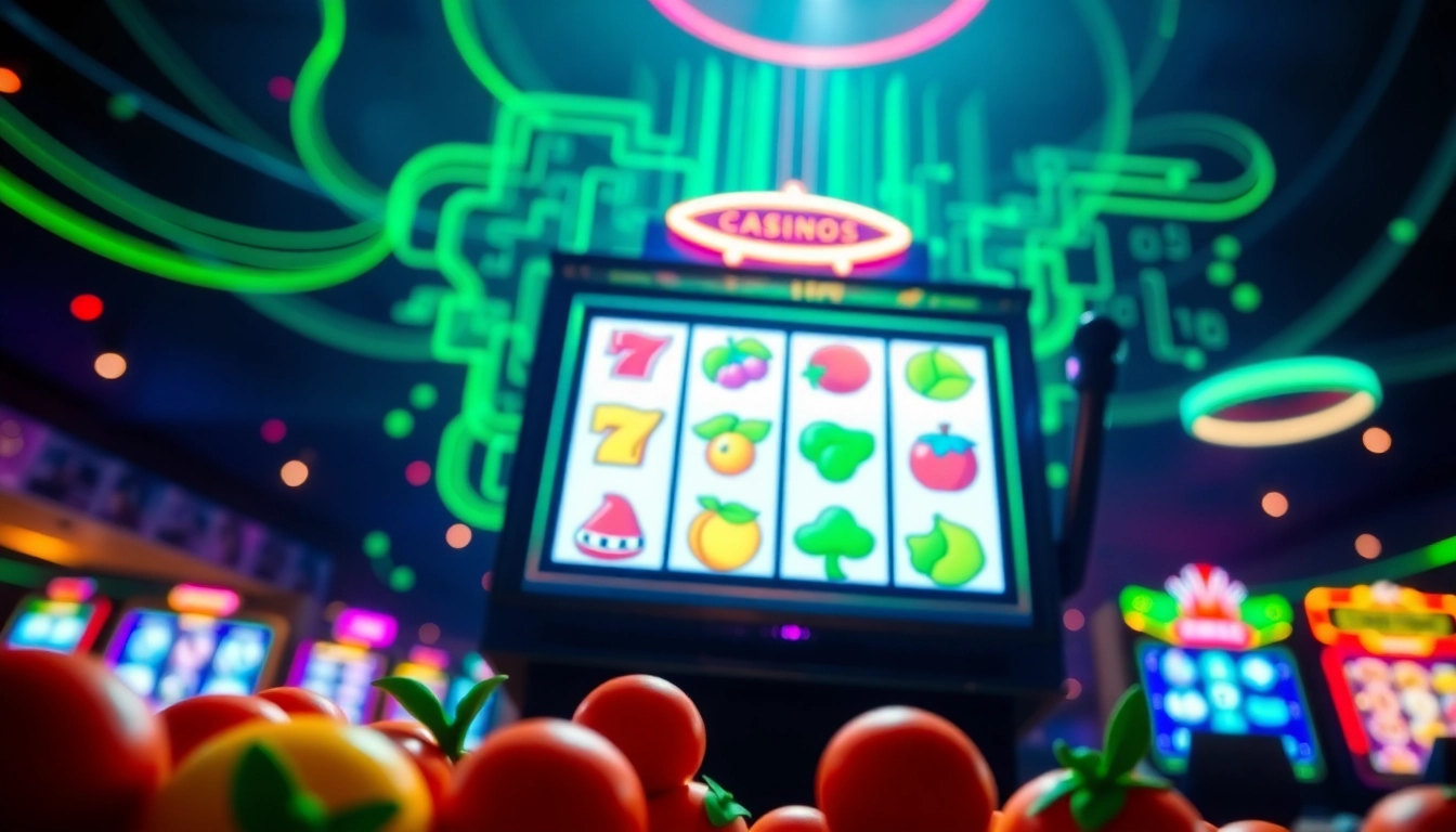 Découvrez les machines à sous en ligne avec des lumières vives et des symboles colorés.