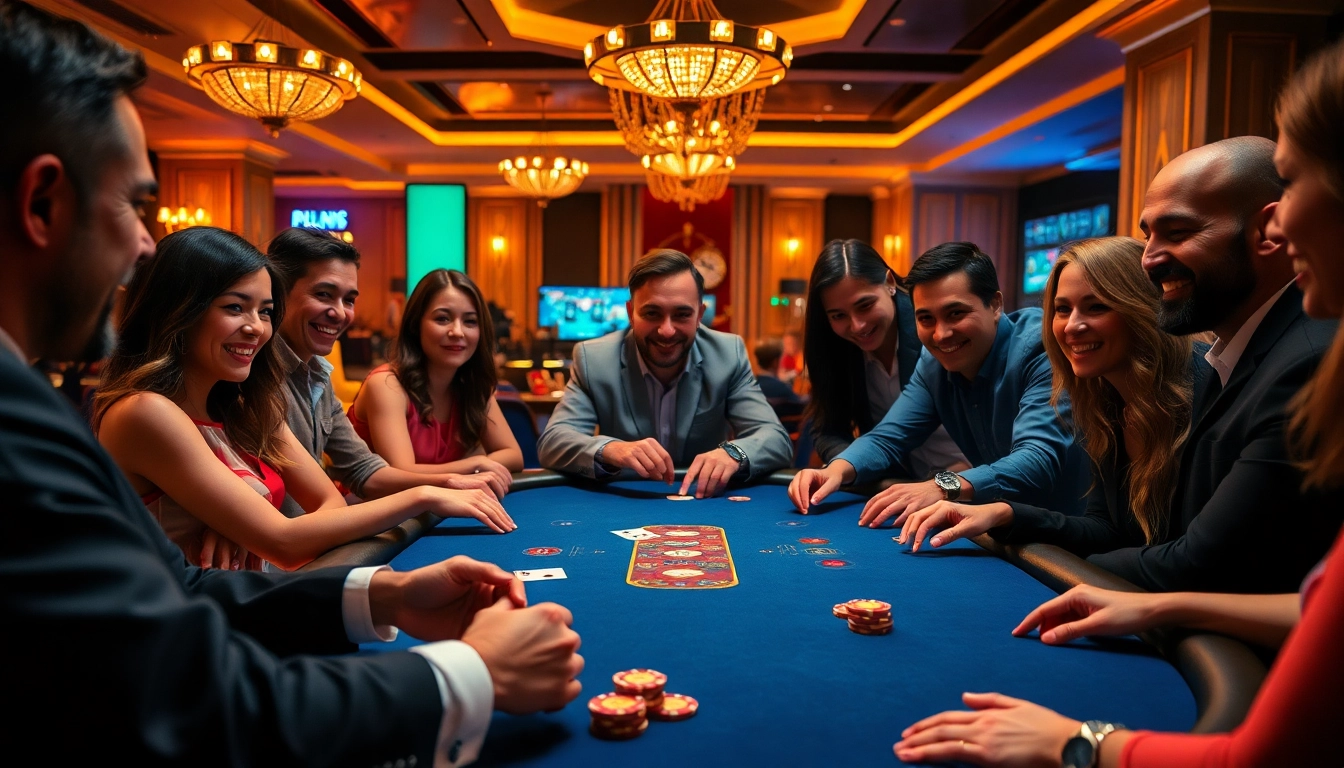 Jouez à casino en ligne france avec des joueurs enthousiastes autour d'une table de poker. related image