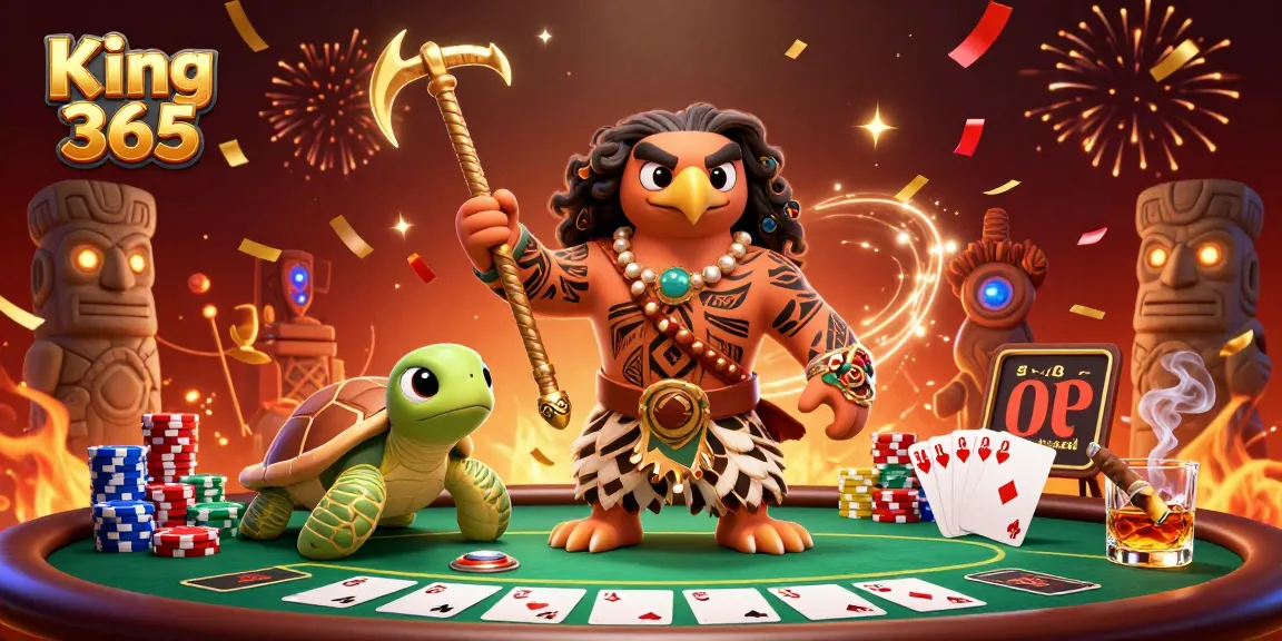 Experience the excitement of King 365 with this vibrant poker scene featuring dynamic gaming elements.