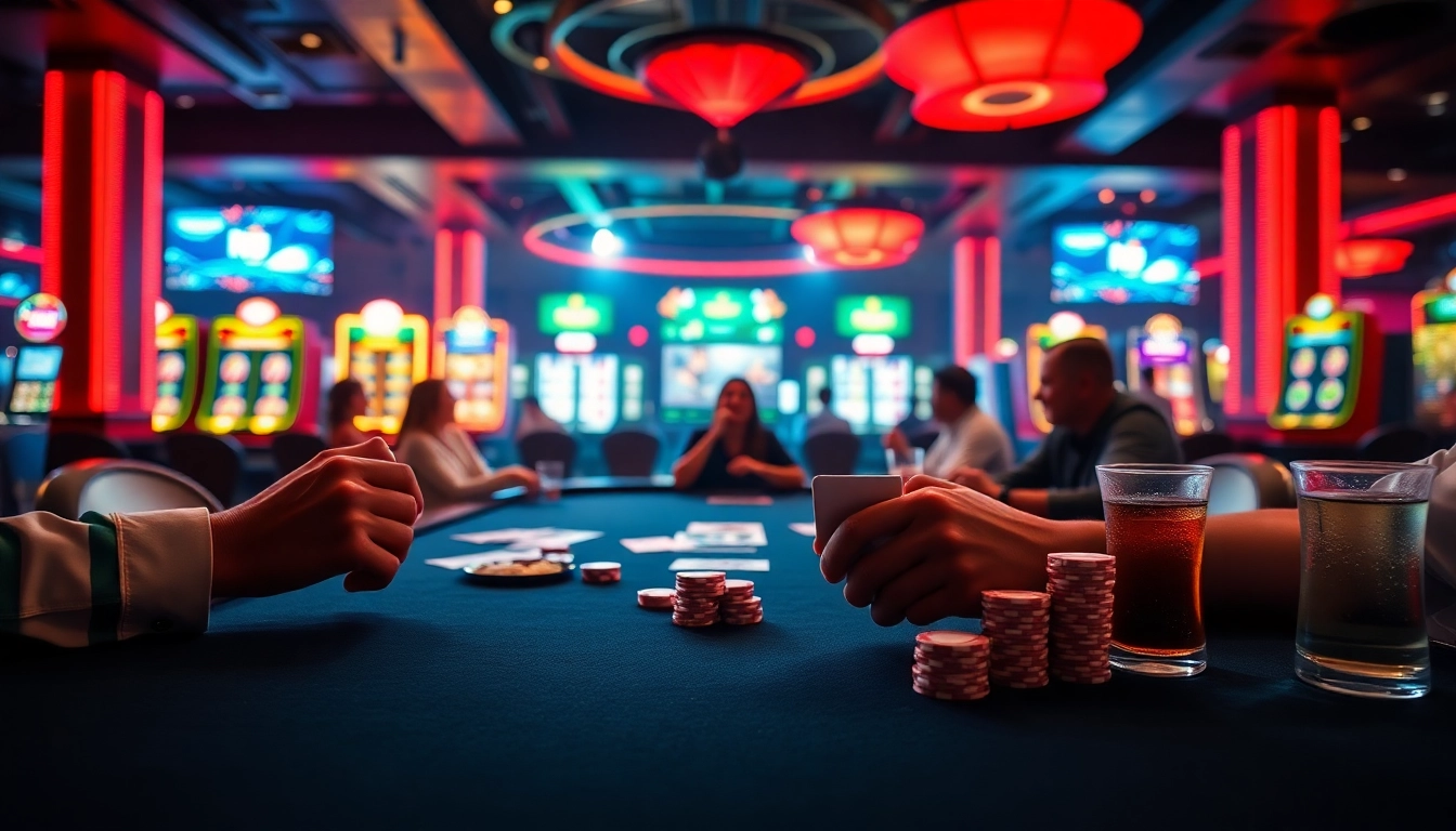 Casino en ligne: Action-packed poker scene with vibrant chips and excited players. related image