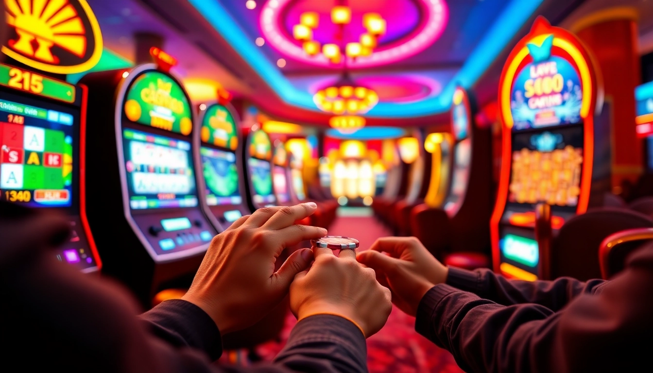 Visually stunning scene depicting an online casino experience with players engaging in various games, showcasing casino en ligne france. related image