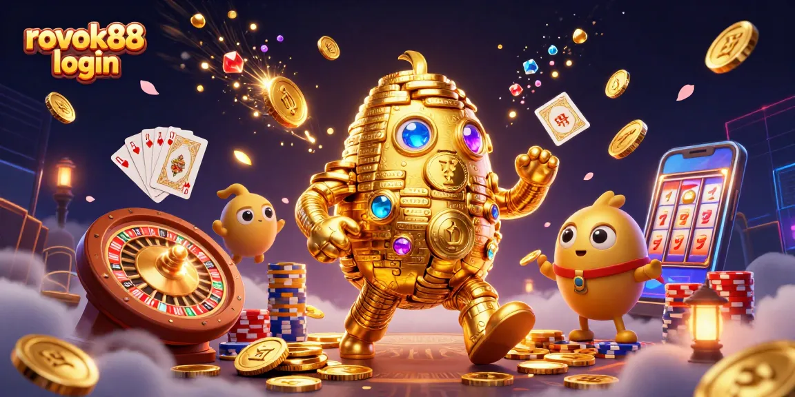 Experience the excitement of winning with rokok88 login in a vibrant casino-themed illustration.