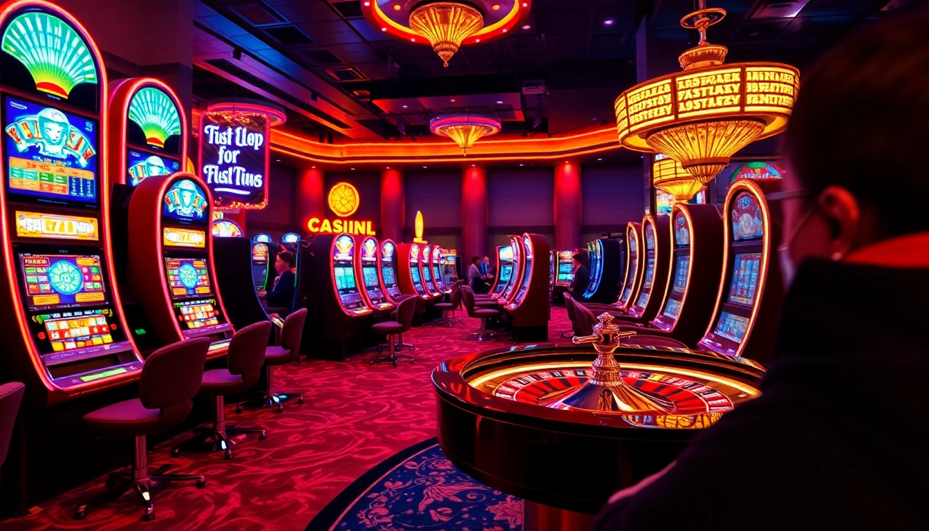 Plongez dans l'univers du casino en ligne avec des machines à sous scintillantes.