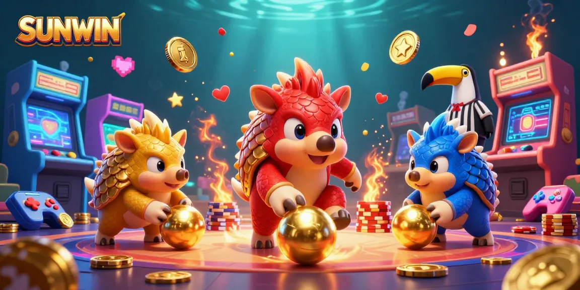 SUNWIN pits rival pangolins against stacks of poker chips in a vibrant gaming showdown.