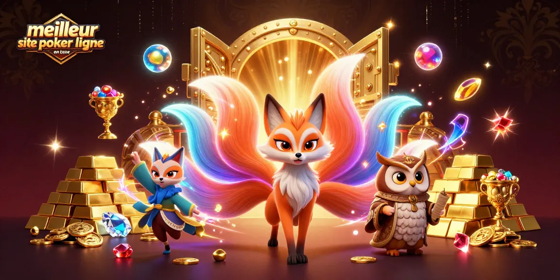 Découvrez le meilleur site de poker en ligne avec des personnages enchanteurs entourés de trésors brillants.
