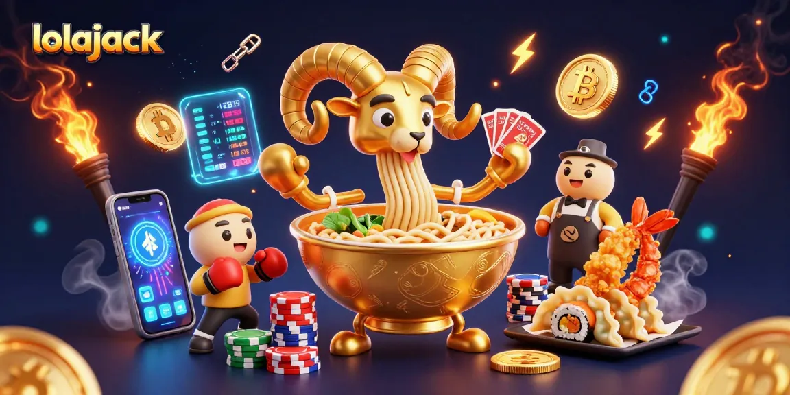 Engaging scene at lolajack casino with animated characters playing games, featuring neon crypto coins.