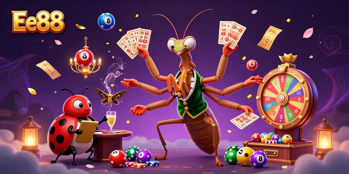 Experience the dynamic allure of Ee88 as a mantis dealer and ladybug pit boss bring luck amidst lively gambling elements.