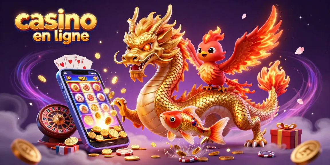 Profitez d'une expérience immersive au casino en ligne avec ce dragon doré et un phoenix.