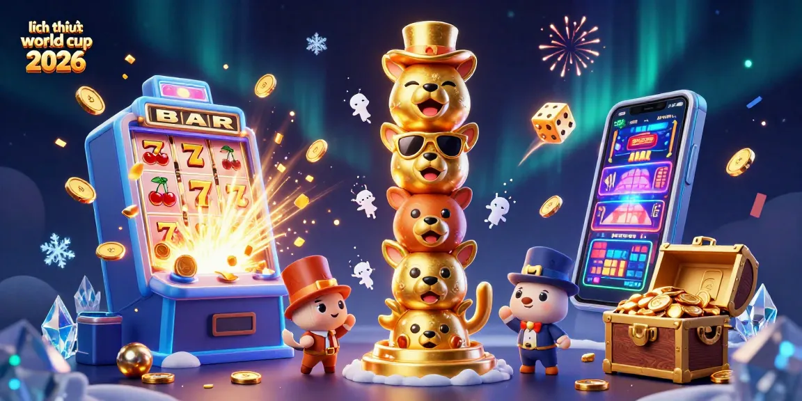 Lively illustration showcasing lịch thi đấu world cup 2026 with dynamic casino elements and vibrant characters