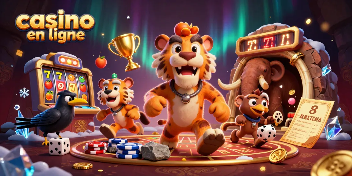 Jouer au casino en ligne dans un casino préhistorique avec un duo de personnages et des éléments de jeu